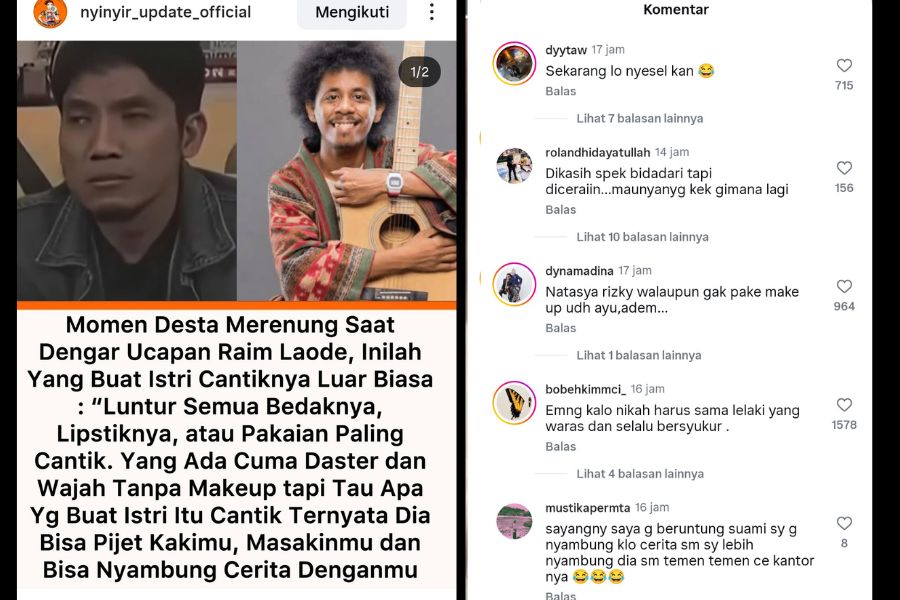 Desta dan Raim Laode (Instagram)